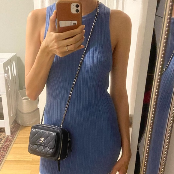 AUTHENTIC Chanel NAVY Leather Quilted Camera Bag - Picture 8 of 8